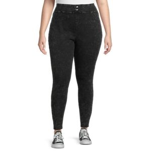 Terra & Sky Black Jeggings Black Acid Wash High Weight Skinny